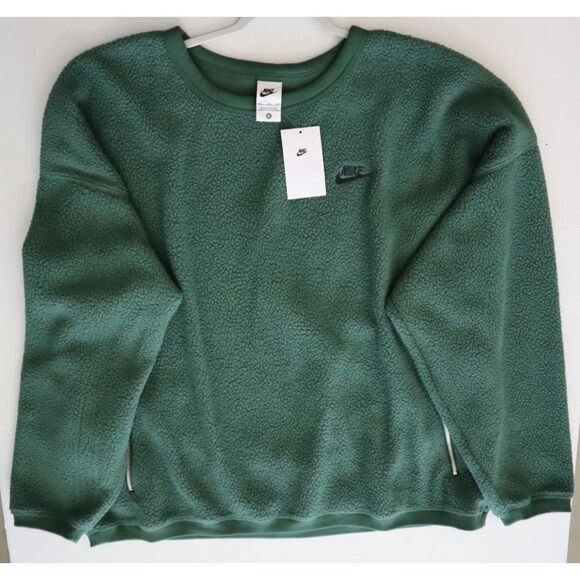 Nike FB8378-323 Men Sz 2XL Green Club Fleece Winterized Crew Neck Sweatshirt - Picture 10 of 11